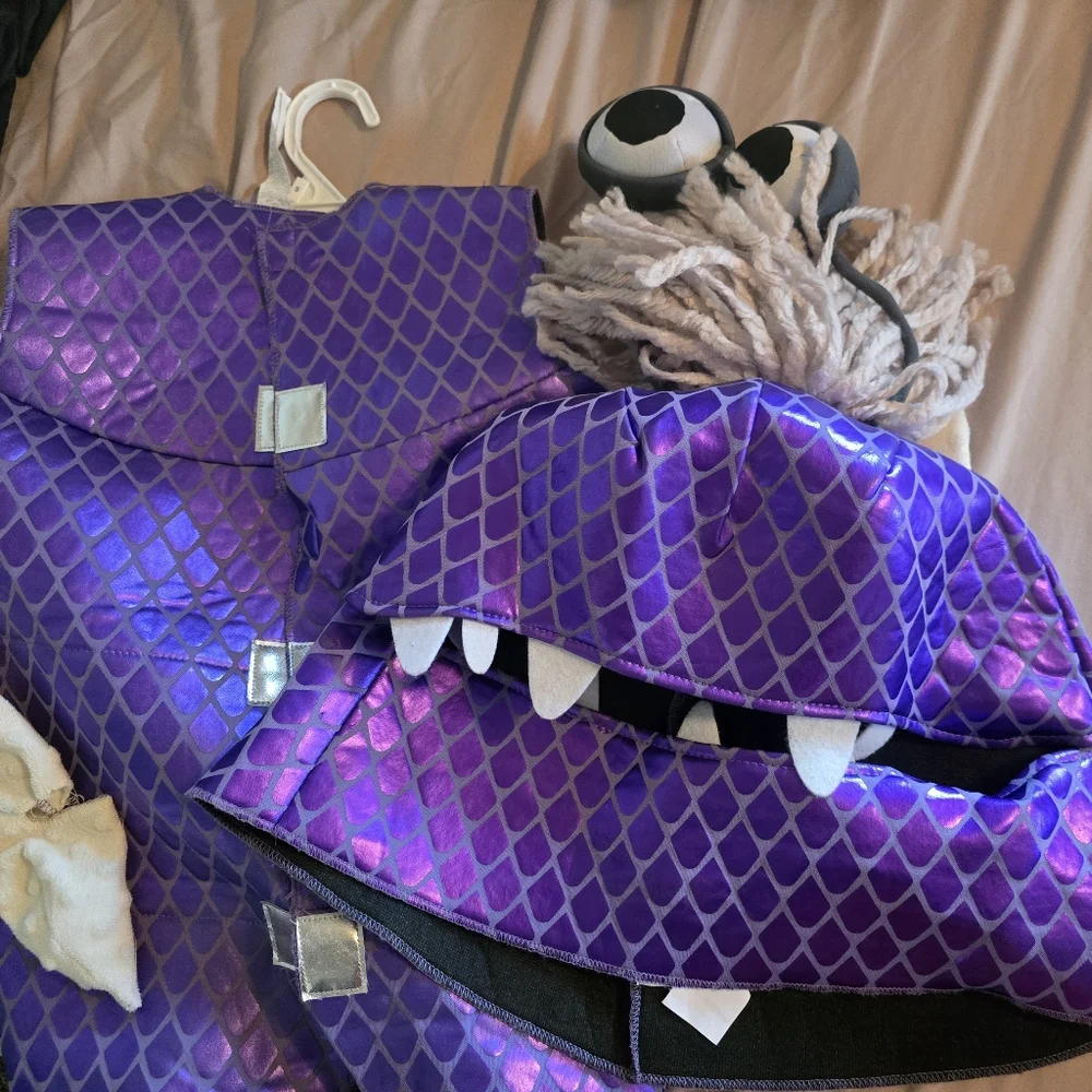 Disney Monsters Inc. Boo Purple Monster Halloween Costume Sz M Child Youth 2pc - Picture 3 of 4